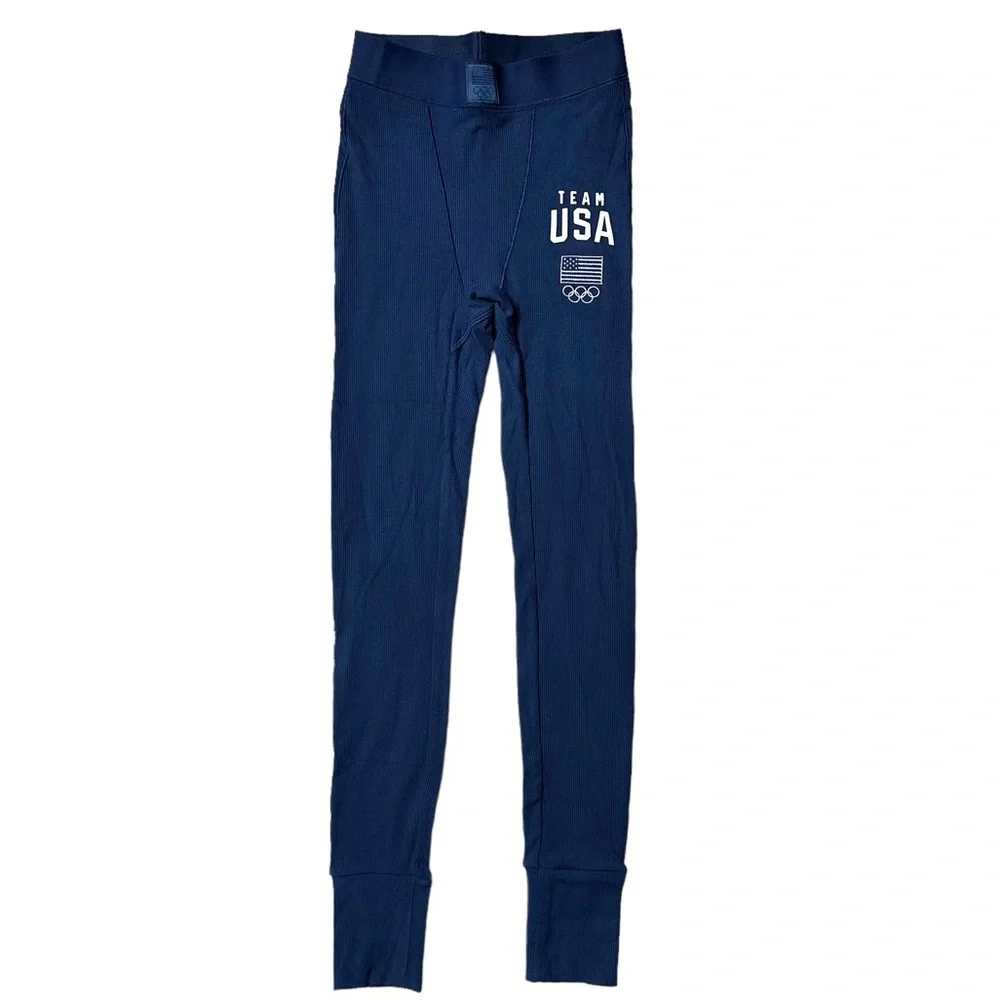 NWT Skims Team USA Limited Edition Ribbed Loungewear Leggings Navy Women’s XXS - Picture 1 of 11